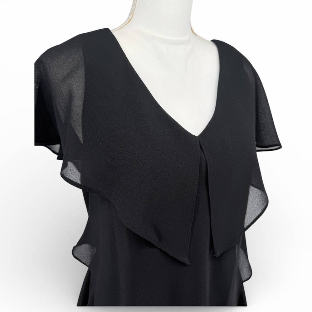 SCARLETT Black Tiered Ruffle Cocktail Dress Size 8 Polyester Stretch w/ Lining - Picture 4 of 11